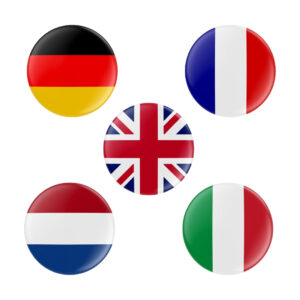 Country Flag Pin Badges – Set of 5, Premium 75mm Country Flag Badge Combo (EUROPEAN Flags)