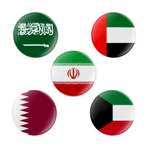 Country Flag Pin Badges – Set of 5, Premium 75mm Country Flag Badge Combo (MIDDLE EAST Flags)