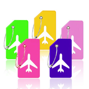 Silicone Luggage Tags – Multicolor Bag Tags with ID Card for Luggage, Backpack & Travel Bags (Pack of 5, Assorted Colors)