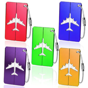 Pack of 5 Metal Luggage Tags with Name and ID | Premium Travel Accessory for Easily Identification of Bags