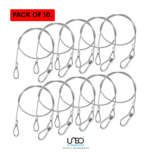 Stage Light Safety Cable - Stainless Steel Safety Tether Cables with Snap Hooks, Heavy Duty safety system for DJ Lighting, Truss Rigging, Studio & Event Equipment (Pack of 10)